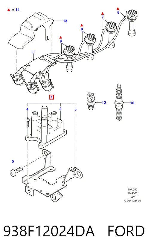 938F12024DA Ford Bobina de ignición
