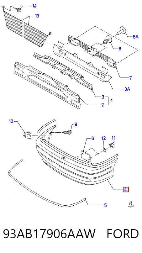 Parachoques trasero para Ford Escort GAL