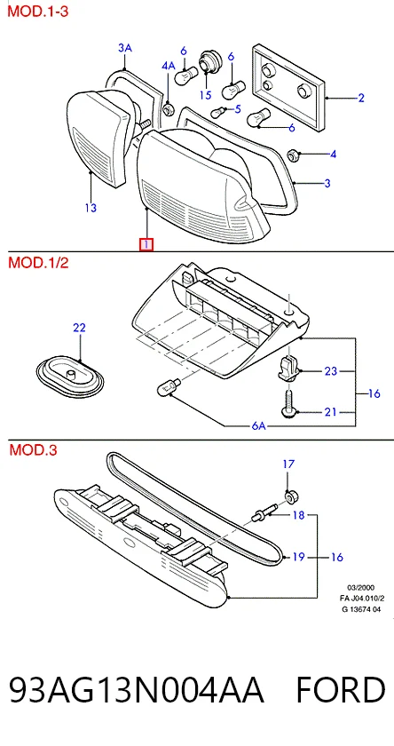 Comprar Piloto trasero derecho Ford Escort VI GAL
