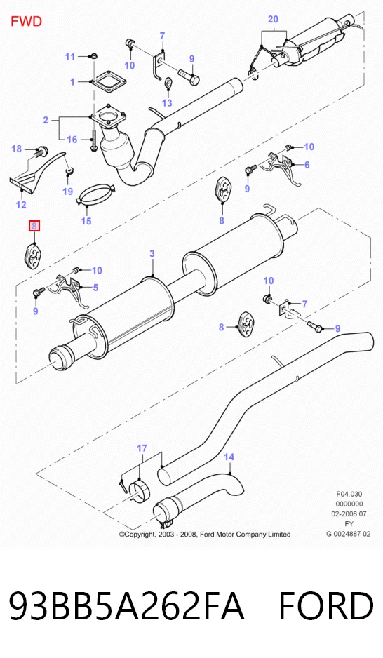 Soporte del silenciador 93BB5A262FA FORD