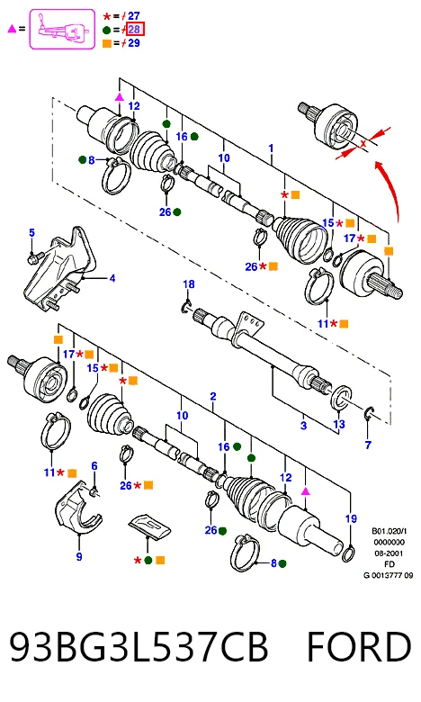 Fuelle, semieje delantero interior Ford Mondeo I (GBP)