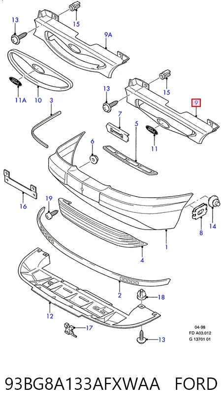 Calandra para Ford Mondeo I BNP