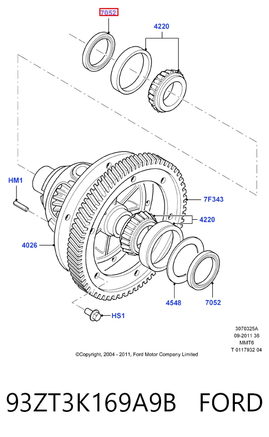 Retén del semieje delantero izquierdo 93ZT3K169A9B FORD