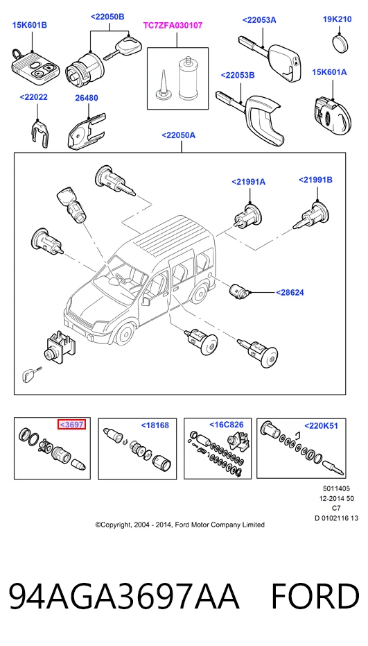 Cilindro de cierre, cerradura de encendido Ford Ka hatchback (RBT) (1996 - 2008) precio, desde 16,52 EUR