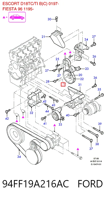 Tensor de correa de alternador para Ford Escort VI GAL