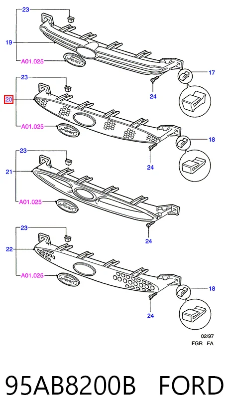 Comprar Parrilla Ford Escort VII GAL, AAL, ABL