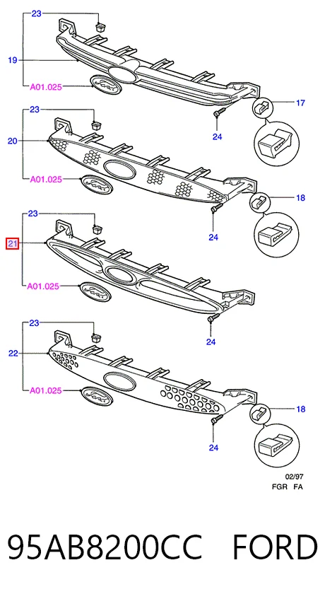Calandra para Ford Escort VII GAL, ANL