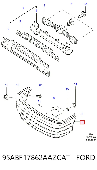 Defensa trasero Ford Escort VII (1995-1999)