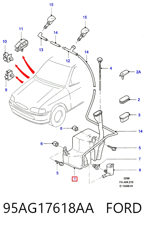 Botella limpiaparabrisas para Ford Escort VII GAL, ANL