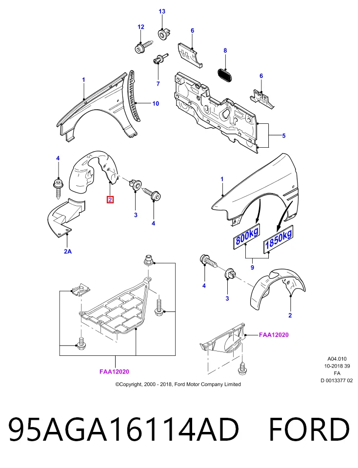 Guardabarros interior derecho, aleta delantera Ford Escort VII familiar (GAL, ANL) (1995 - 1999) precio, desde 16,77 EUR