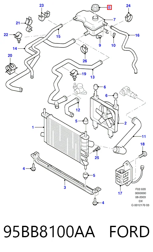  Tapón depósito de refrigerante Ford Mondeo 1