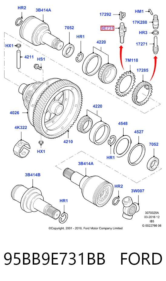 95BB9E731BB Ford Captador de velocidad