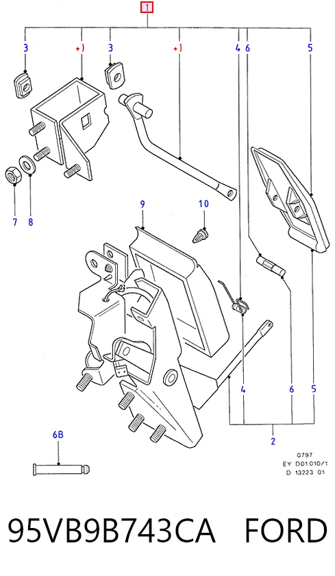Pedal del acelerador 95VB9B743CA FORD