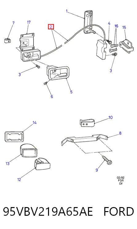 Cerradura de puerta delantera izquierda 95VBV219A65AE FORD