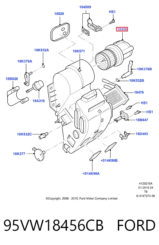 95VW18456CB Ford Ventilador de habitáculo