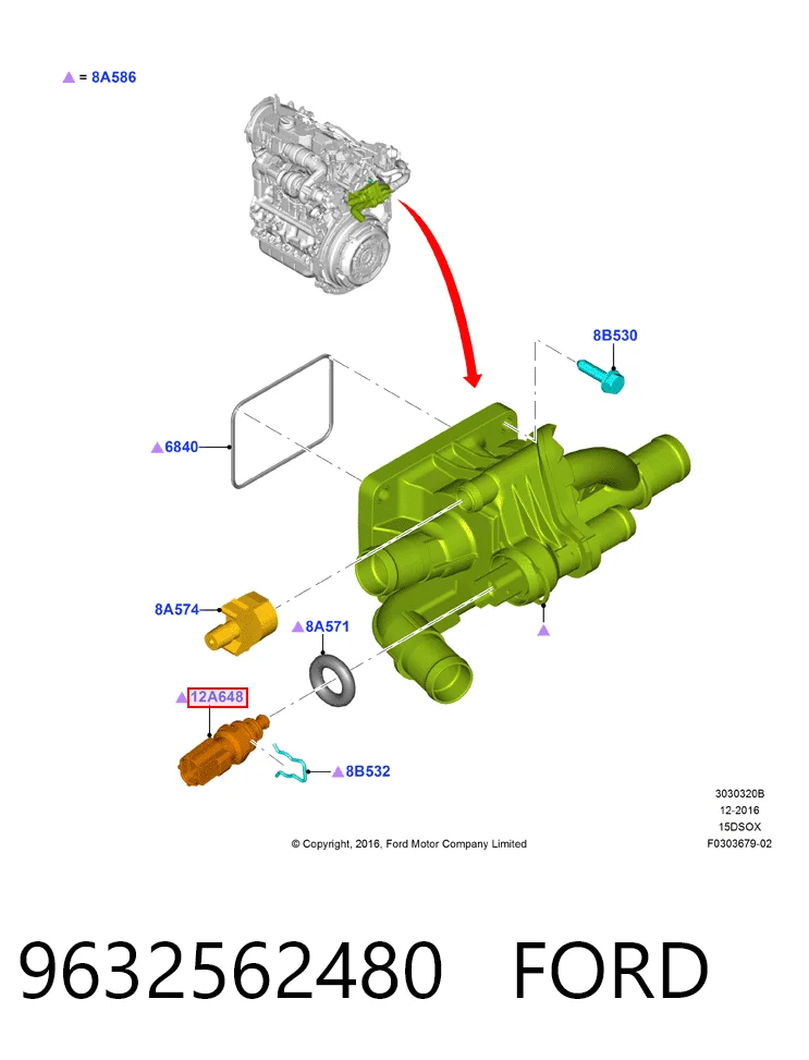 9632562480 Ford Sensor temperatura refrigerante