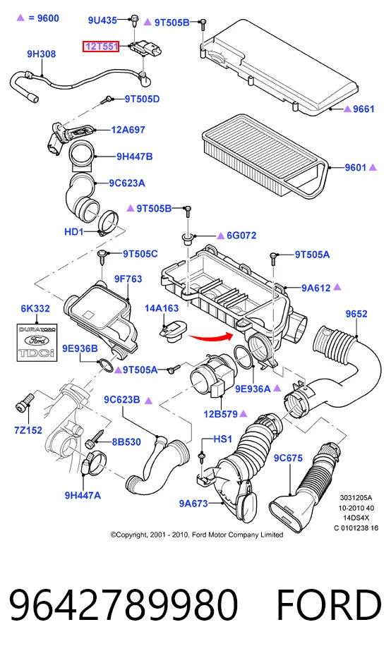 9642789980 Ford Sensor De Presion Del Colector De Admision