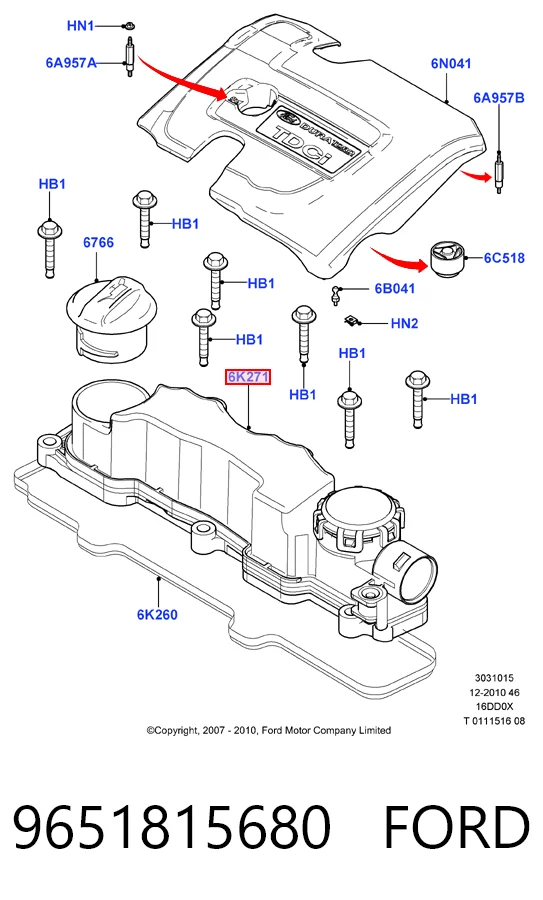 9651815680 Ford Tapa de culata