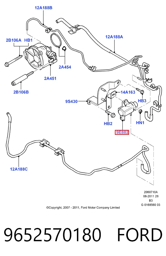 9652570180 Ford Válvula solenoide de control de presión de sobrealimentación