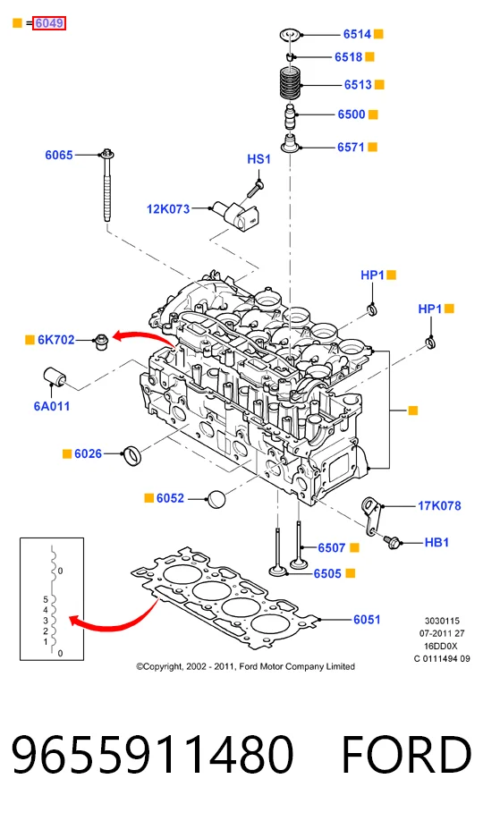 Cabeza del motor Peugeot 206  (2002-2006)