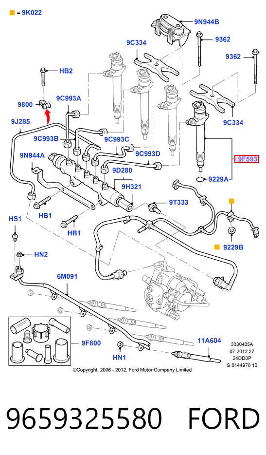 9659325580 Ford Inyector de combustible