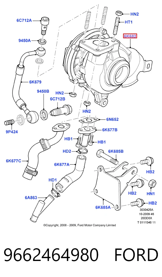 9662464980 Ford Turbo para motor