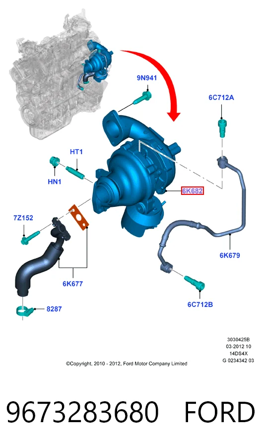 9673283680 Ford Turbo para motor