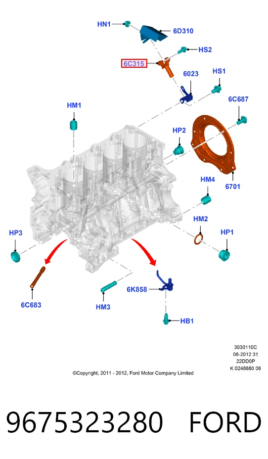 9675323280 Ford Sensor de posición del cigüeñal