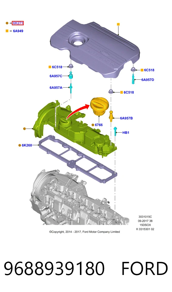 9688939180 Ford Tapa de culata