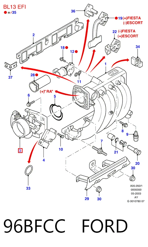 Cuerpo de aceleración completo Ford Ka hatchback (RBT) (1996 - 2008) precio, desde 46,46 EUR