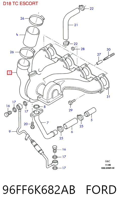 Turbo para motor para Ford Escort VII GAL, AAL, ABL