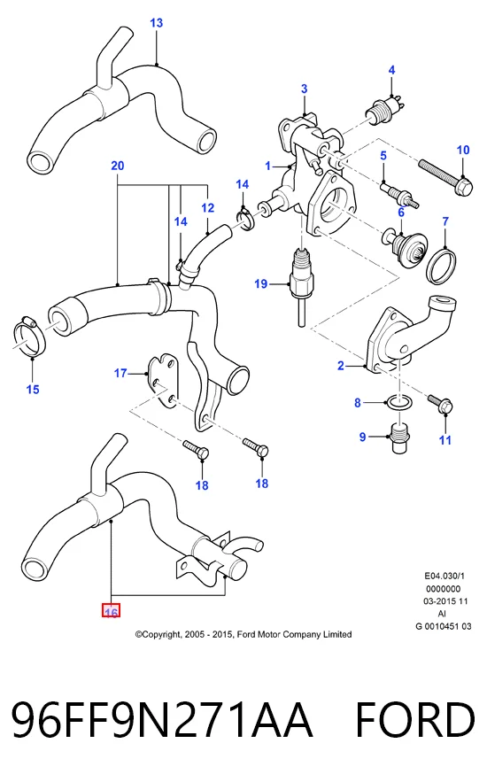 Comprar Manguera (tubo) del sistema de refrigeración Ford Fiesta F3L, F5L a bajo precio