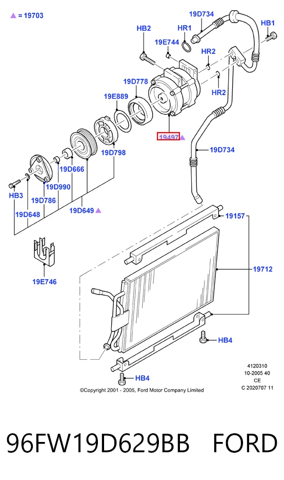 96FW19D629BB Ford Compresor climatizador