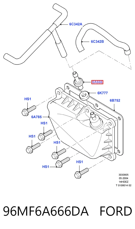 96MF6A666DA Ford Válvula de ventilación del cárter