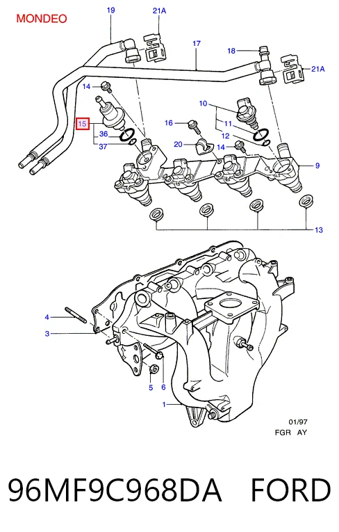 96MF9C968DA Ford Válvula reguladora de presión