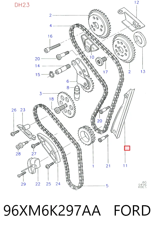Tensor inferior de la cadena de distribución 96XM6K297AA FORD