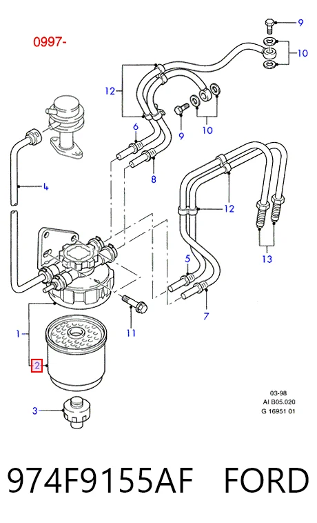 Filtro de combustible 974F9155AF FORD