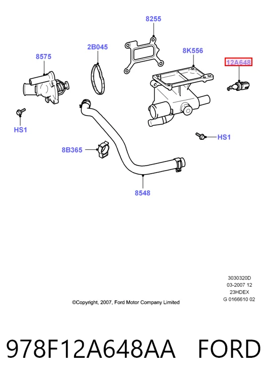 978F12A648AA Ford Sensor temperatura refrigerante