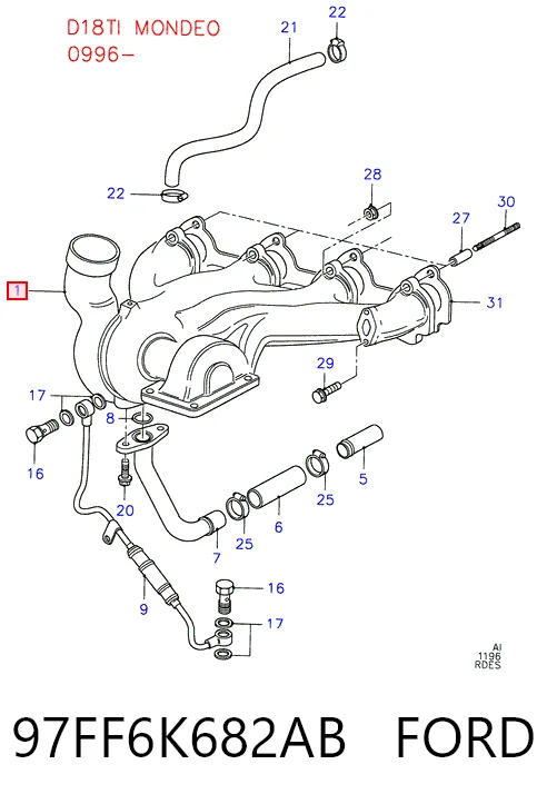Turbocompresor Ford Mondeo II sedán (BFP) (1996 - 2000) precio, desde 75,50 EUR