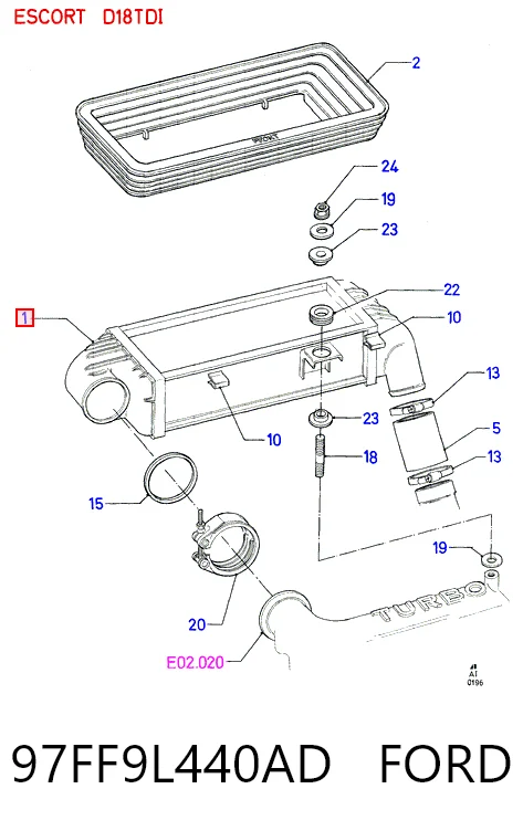 Radiador de aire de admisión Ford Mondeo II sedán (BFP) (1996 - 2000) precio, desde 49,37 EUR
