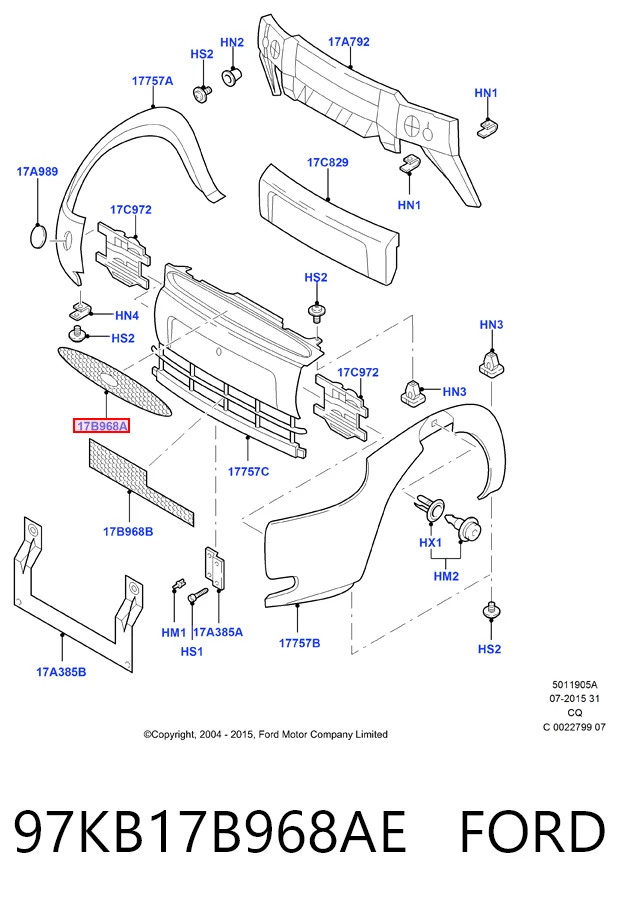 Rejilla delantera Ford Ka hatchback (RBT) (1996 - 2008) precio, desde 28,59 EUR