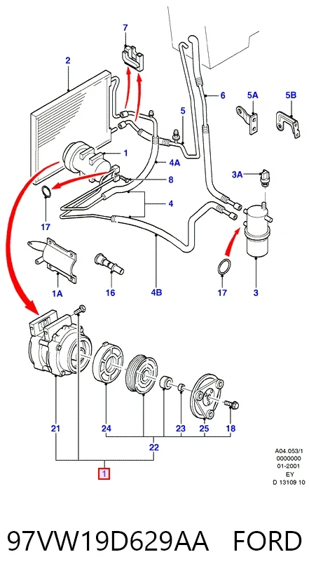97VW19D629AA Ford Compresor climatizador