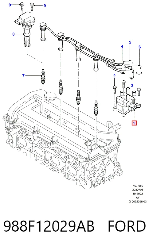 988F12029AB Ford Bobina de ignición
