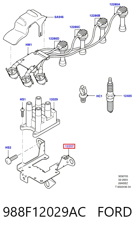 988F12029AC Ford Bobina de ignición
