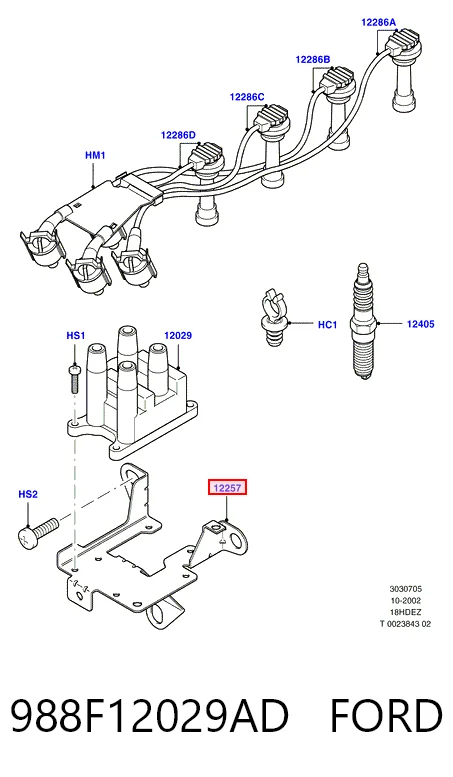 988F12029AD Ford Bobina de ignición