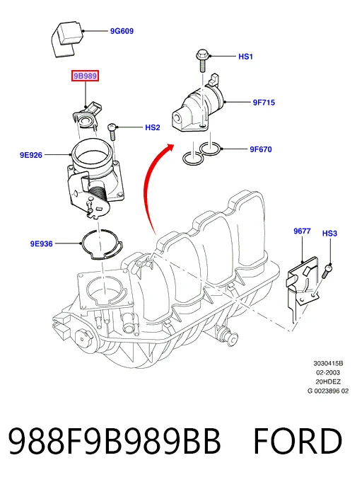 988F9B989BB Ford Sensor de posición del acelerador