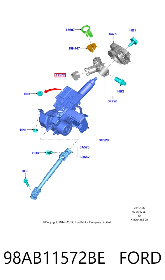 98AB11572BE Ford Conmutador de encendido