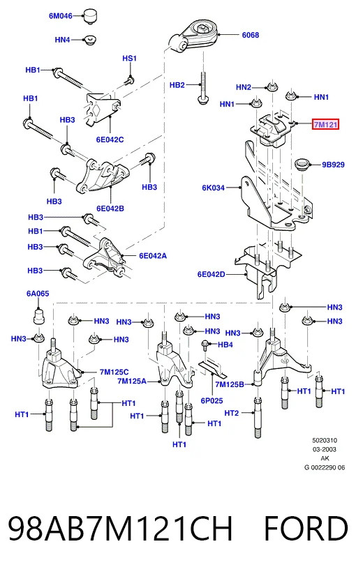 98AB7M121CH Ford Soporte superior izquierdo del motor