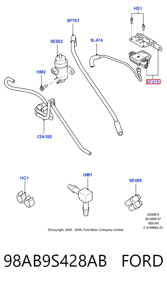 98AB9S428AB Ford Sensor De Presion Del Colector De Admision