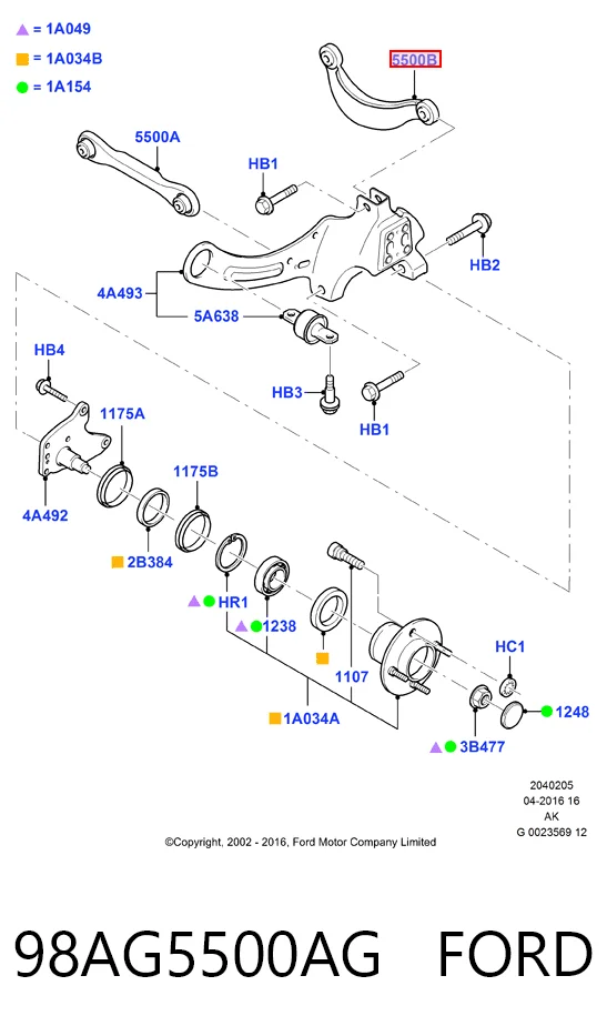 98AG5500AG Ford Brazo superior de suspensión trasera izquierdo/derecho